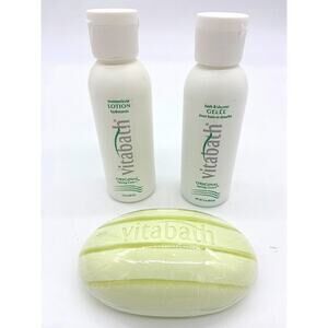 Vintage Vitabath Original Spring Green Gelee’ Lotion 2oz Soap Bar Trio 2001 NOS